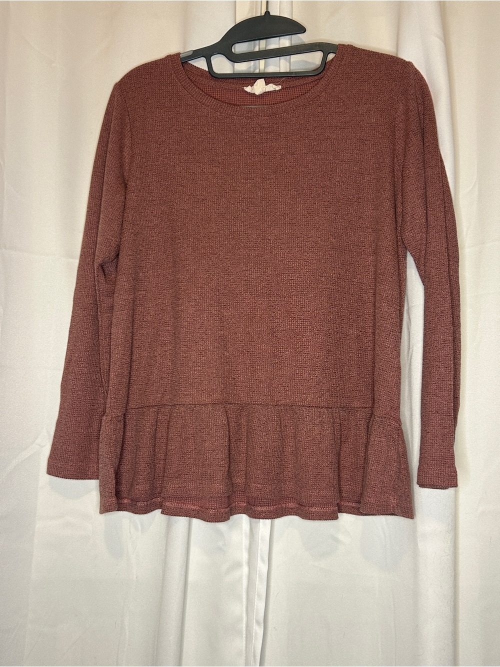 Jane and Delancey Women's Long Sleeve Peplum Top - Rusty Rose
